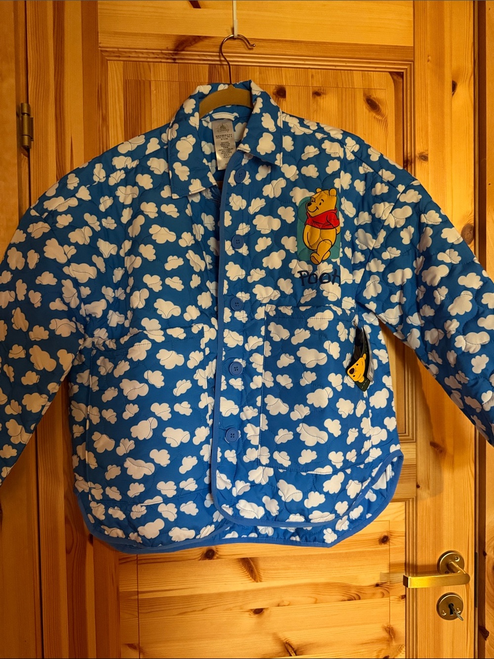 Disney Blue Cloud Quilted Jacket with Winnie the Pooh Embroidery